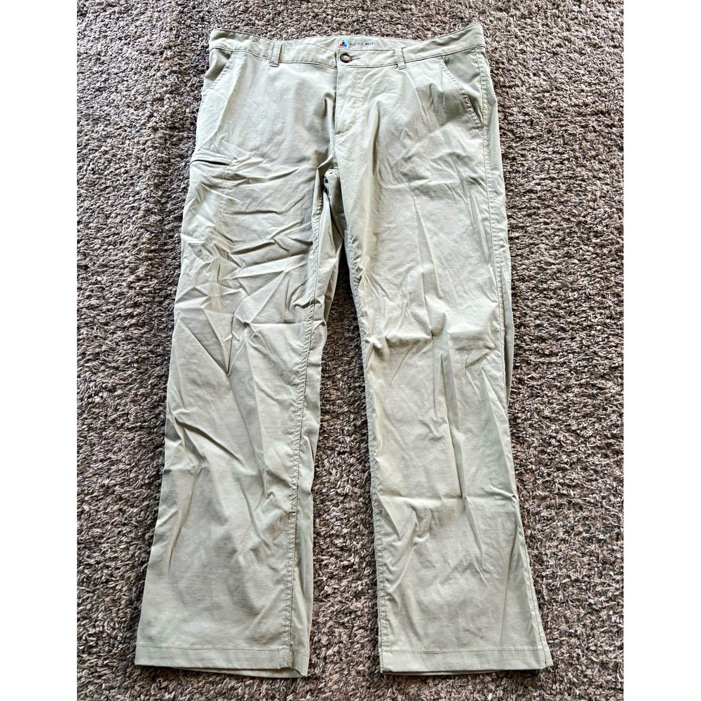 Ub Tech Men's Beige Straight Leg Casual Pants 40 Regular Flat Front Button